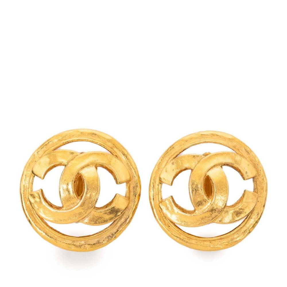 CHANEL Vintage Gold Logo Earrings - Picture 1 of 3